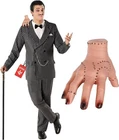 Men`s Gomez Addams Costume & Hand Adult Addams Family Gangster Suit Halloween