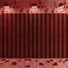 2 Pcs Halloween Creepy Carnival Backdrop 7 X 5 Ft Red Black Striped Design Large