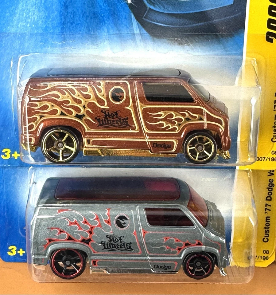 Hot Wheels 2008 New Models CUSTOM ’77 DODGE VAN (lot of 4 variations) 07/40 - Image 2 of 4