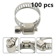 100 Pack 1/2"-3/4" Drive Hose Clamp Adjustable High Quality Fuel Line Worm Clip
