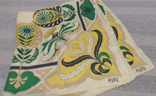 50s HEBE Vintage Silk Scarf Rockabilly Ranchwear 1950s Colors Yellow Green Cream