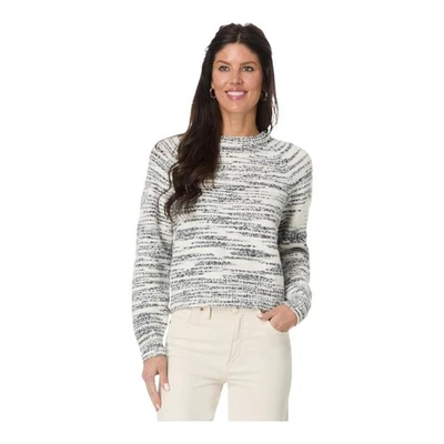 Lilla P Womens Black Space Dye Ribbed Neck Merino Wool Raglan Sweater XS - Image 1 of 4