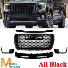 Black 5PCS/Set Front Grille Hood Trim Molding For GMC Yukon XL Denali 2021-2023