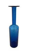 Tall HOLMEGAARD Gulvase Otto Brauer Cobalt Blue Art Glass Vase 16 1/2”