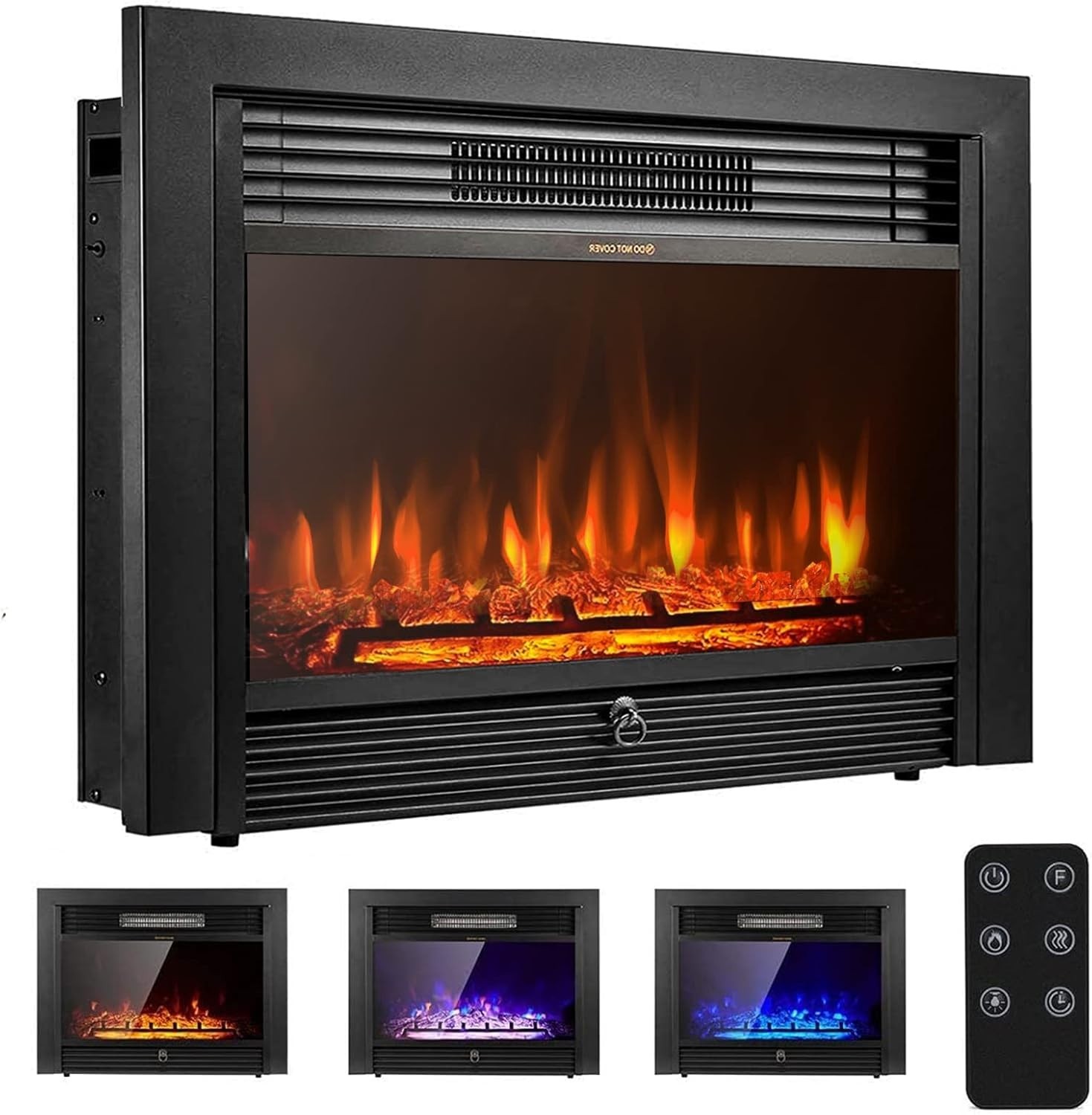 28.5" Electric Fireplace Insert, Wall Recessed/Mounted or Freestanding Heater