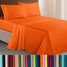 4 Piece Microfiber Bed Sheet Set Soft Embroidered Pillowcases Wrinkle Resistant
