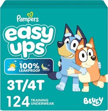 Easy Ups Potty Training Pants Boys Girls Size 5 3T-4T, 124 Count, Bluey