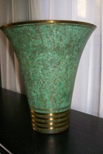 Antique Carl Sorensen Bronze Trumpet Vase Signed 8.5" x 7.5"