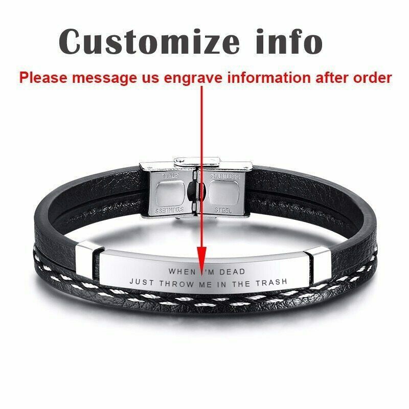 Brazalete Brazalete de Cuero para Hombre Grabado Personalizado para Uso Diario