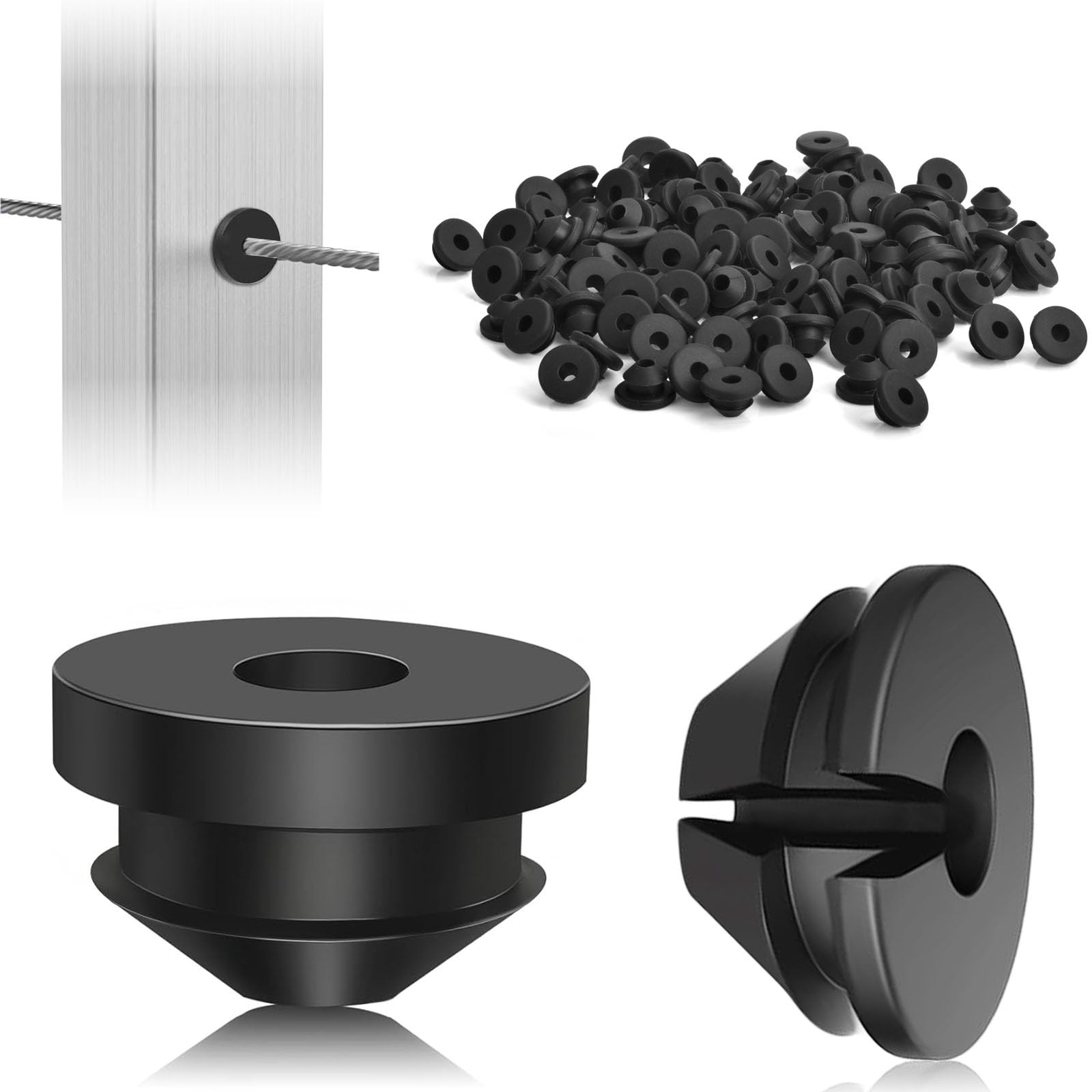 60 Pack Cable Railing Rubber Grommets 1/8