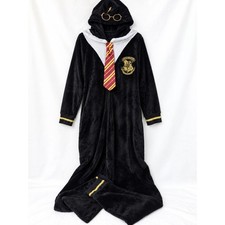 Harry Potter Hogwarts Gryffindor Hooded One Piece Pajama Costume Adult M