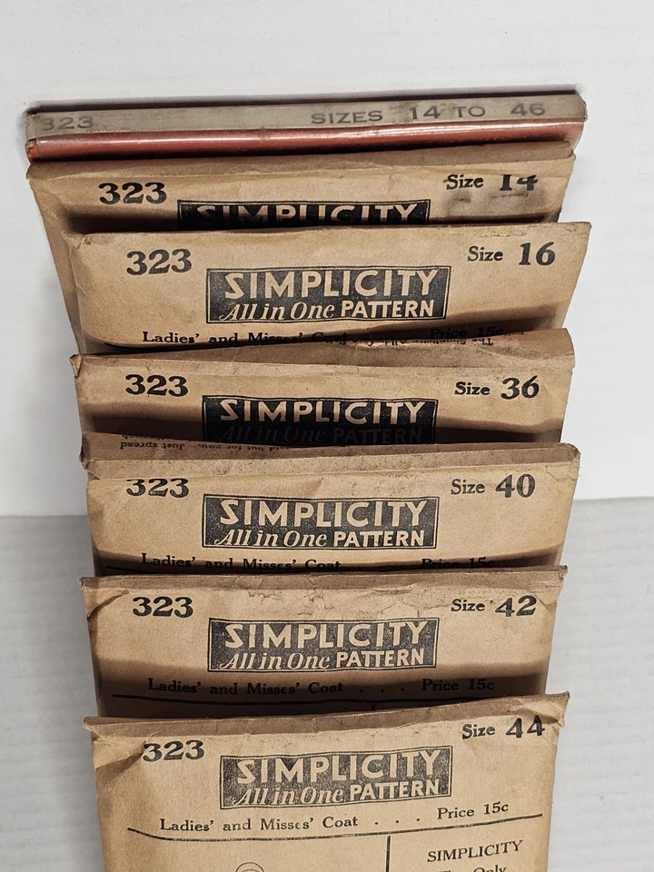 Vintage Antique Simplicity Pattern #323 1920s Coat NOS Unused SZ 14 16 36 40 42 - Image 2 of 4