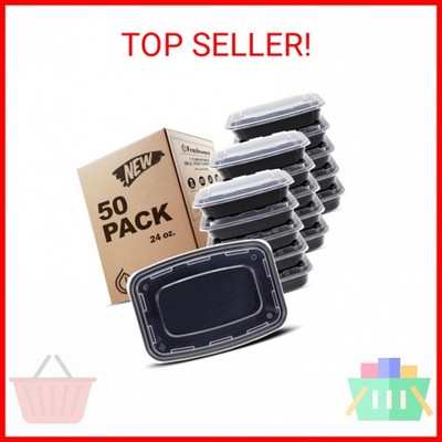 Freshware Meal Prep Containers [50 Pack] 1 Compartment with Lids, Food Storage C