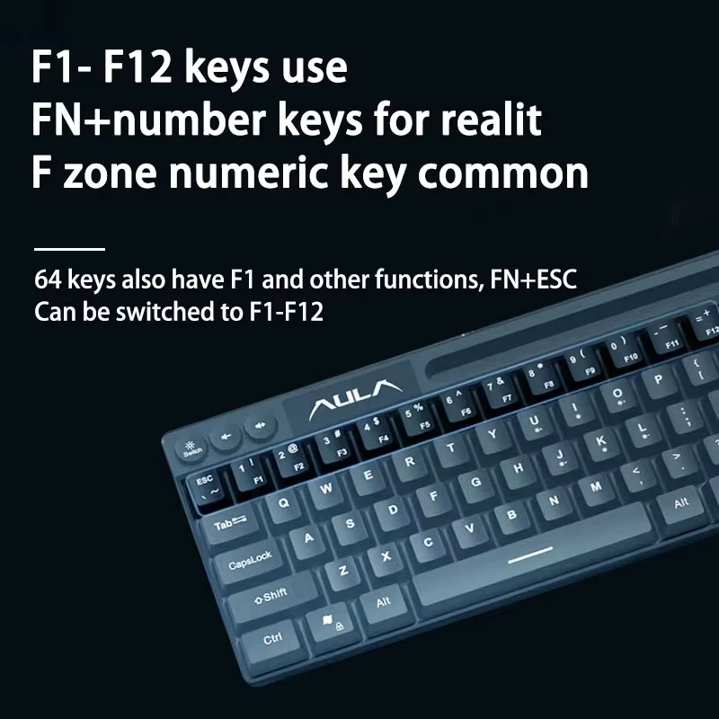 AULA F3061 Membrane Keyboard 61 Key RGB Backlight Gaming Mini Compact Wired - Image 3 of 4