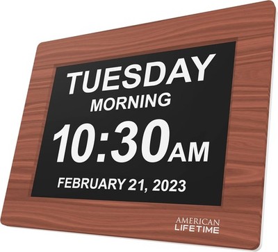 American Lifetime Upgraded Version, Day Clock Extra Large 8 inch, Brown 