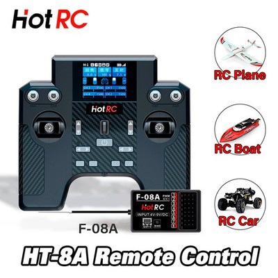 HOTRC HT-8A Transmitter 8CH 2.4G F-08A Receiver 300m For RC Cars Aircraft Boat
