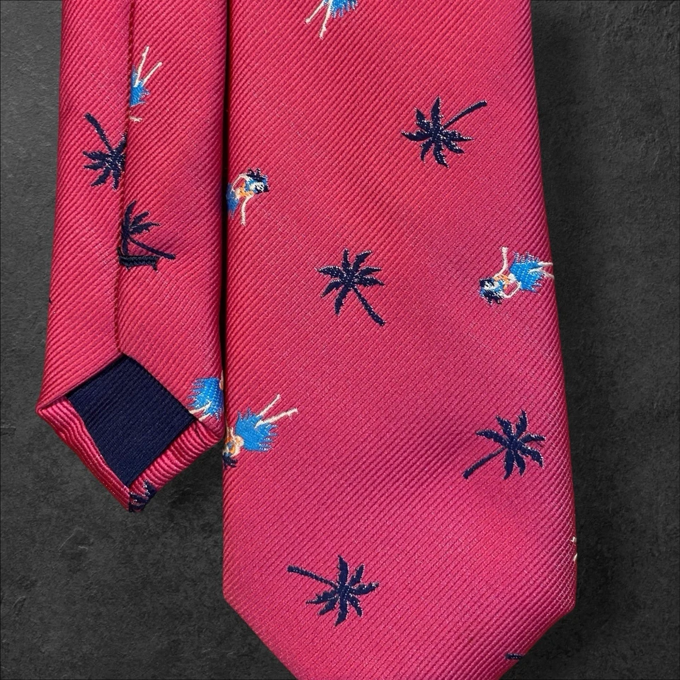Corbata American Eagle rosa con diseño de bailarines de hula/palmera 2,5" de ancho Foto 4 de 4