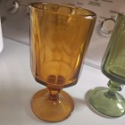 Colony Nouveau Indian Amber  Footed Goblet Glass Set Of 4, 1 green n 3 amber  — photo 2