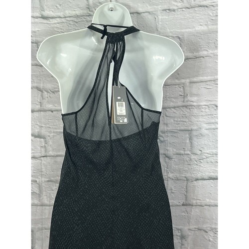 Eileen Fisher Silk Midi Shift Dress Size XS Graphite Grey & Green Chiffon Halter - Picture 8 of 15