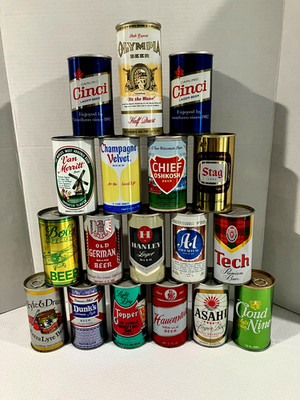 Nice Straight Steel Beer Can Lot of (18) 12oz Pull Tabs one (16oz) PLZ READ!!