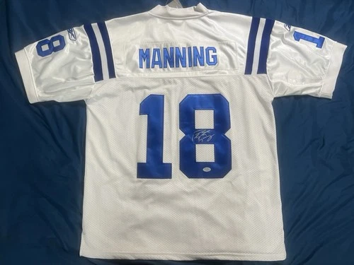 Peyton Manning NFL Equipment Reebok White Colts #18 Signed Auto Jersey PSA