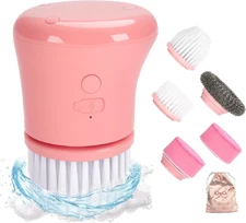 Electric Spin Scrubber, Cordless Cleaning Brushes, Pink Dish Brush Kit, Gift for