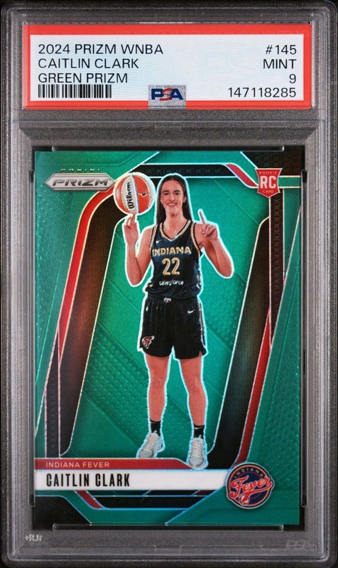 2024 Panini Prizm WNBA - Caitlin Clark #145 Green Prizm (RC) PSA 9
