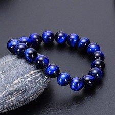 Natural 8MM Blue Tiger's Eye Beads Healing Reiki Protection Stretch Bracelet