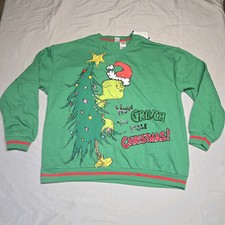 The Grinch Adult Holiday Themed Embroidery Soft Sweatshirt XL NWT