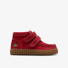 Image of Clarks Boys,Girls,Kids Unisex Tor Hill Toddler Red Ankle Boots,Riptape,Torhill