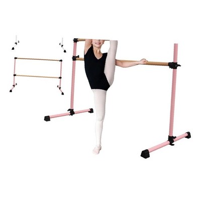6FT Pink Wooden Ballet Barre with Height Adjustment, Non-Slip Support, Ideal for