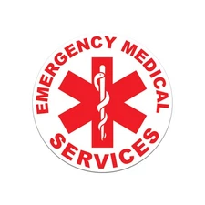 Red Round Emergency Medical Services Logo Sticker Decal