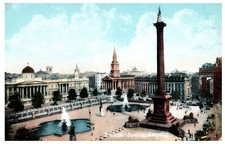 Trafalgar Square London Vintage Postcard Printed in Saxony Landmark