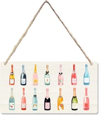 Rustic Wooden Wall Sign, 12 X 6 Inches, Bar Theme, Champagne Cocktail Cheers, Wo