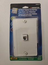 Monster 140093-00 Wall Mount Telephone Line Wall Plate White NEW loc568