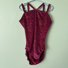 Foxy s Magenta Strappy Velvet Gymnastics Leotard Open Back Adult Extra Small AXS