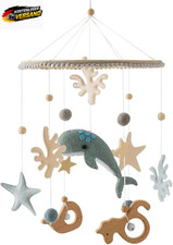 Meer Welt Mobile Baby Windspiele, 3D Delphine Mobile Baby Holz Mit Filzb&auml;llen, M