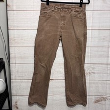 Dickies Carpenter Pants Brown Duck Canvas Workwear Utility Distressed Trousers