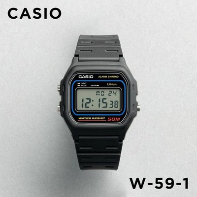 CASIO W-59-1V 50m WR Classic Standard Digital Resin Band Mens Watch NEW Japan
