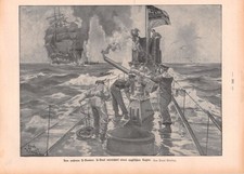 Deutsches U-Boot beschie&szlig;t Englischen Segler - Paul Wallat - 1917 - 1WK ~22x30cm