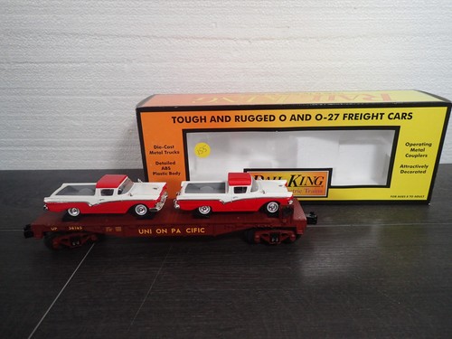 Coche plano de transporte automático calibre King O MTH Rail con 2 Ford Rancheros 30-76247 | Condition: Used