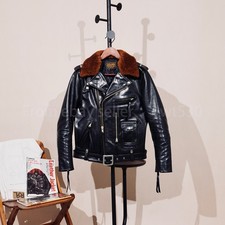 Full Grain Tea Core Horsehide Classic J 24 Men's Double Rider Leather Jacket