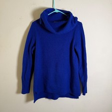 DKNY Jeans Womens Royal Blue Cowl Neck Wool Blend Sweater Size M Relaxed Fit