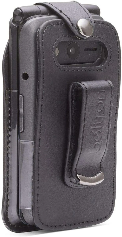 Fitted Leather Case with Belt Clip for Kazuna / Freetel Verizon eTalk Flip Phone - Image 4 of 4
