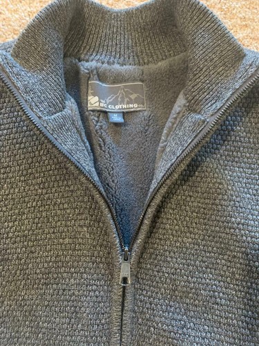SALE!!! BC Clothing Men's Rib Knit Full Zip Sweater Dark Grey - Medium - Picture 2 of 3