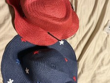 Lot of 2 straw hats girls red and blue