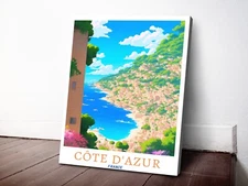 France, Cote D'Azur 40x50cm Stretched Travel Canvas Wall Art Print