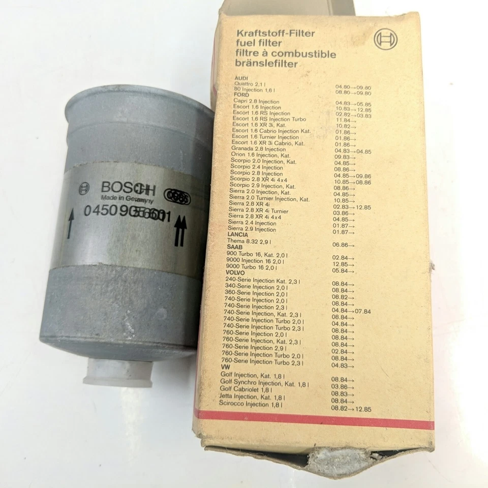 Filtro de combustible en línea de acero Bosch 0450905601 para Ford Capri Escort Saab 900 VW Golf Foto 2 de 4
