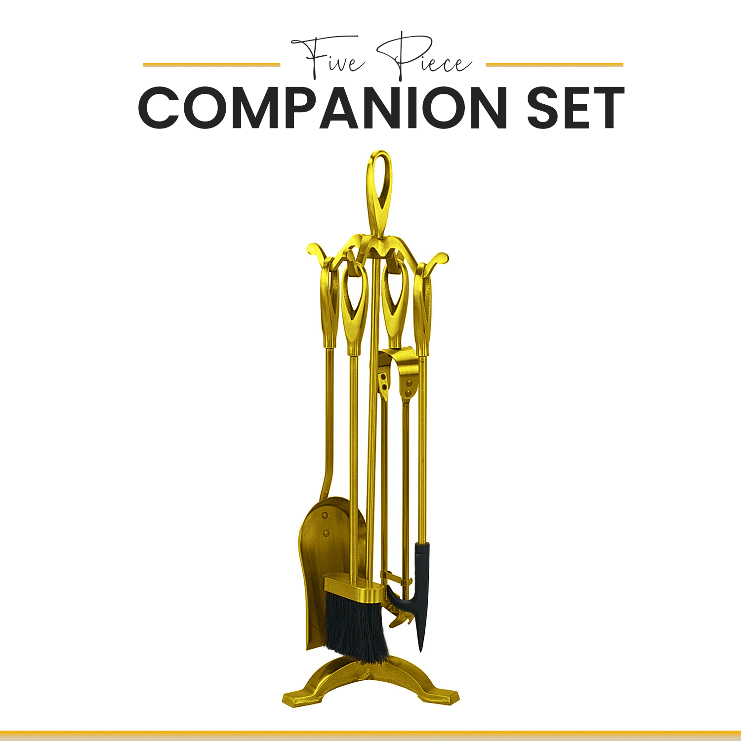 Black Companion Set 4 5 Pieces Set Fireside Poker Brush Shovel Cast Iron Tools eBay