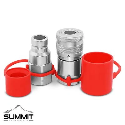 SUMMIT HYDRAULICS Flat Face High Flow Hydraulic Quick Disconnect Coupler Set, 3/4″ Body x 1″ SAE